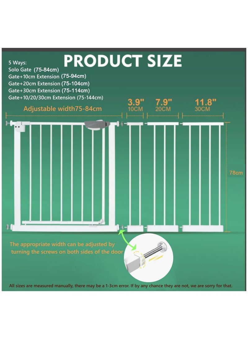 Gogoya Auto Close Safety Baby Gate, Maximum Width is 143cm, Including 10 cm, 20 cm, 30 cm Extension Rack, Dog Gate for Stairs,Extra Wide Child Gate - Image 2