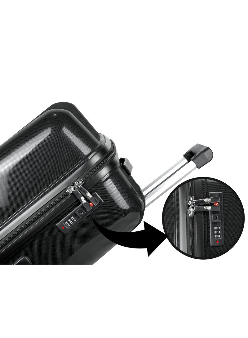 MNUK Viajero Stra Ordinario Set of 3 Luggage| Polypropylene (PP) Hardside Luggage Trolley|Double 360° 4 Wheeler| Cabin-20 Inch, Medium-24 Inch, Large-28 Inch|Black - Image 5