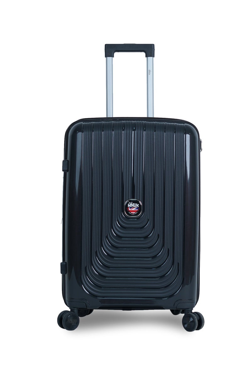MNUK Viajero Stra Ordinario Set of 3 Luggage| Polypropylene (PP) Hardside Luggage Trolley|Double 360° 4 Wheeler| Cabin-20 Inch, Medium-24 Inch, Large-28 Inch|Black - Image 3