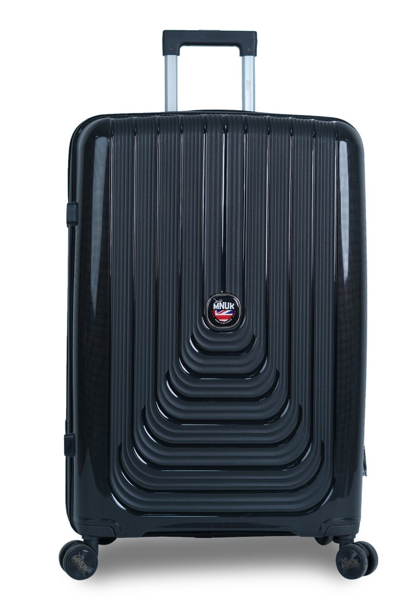 MNUK Viajero Stra Ordinario Set of 3 Luggage| Polypropylene (PP) Hardside Luggage Trolley|Double 360° 4 Wheeler| Cabin-20 Inch, Medium-24 Inch, Large-28 Inch|Black - Image 2