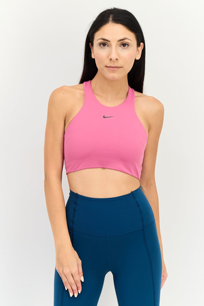 Nike سوتيان رياضي غير مبطن بشعار العلامة التجارية للنساء، وردي - Image 1