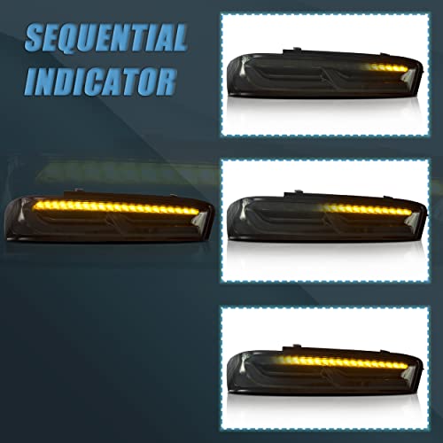 VLAND Taillights Assembly Fit for 2016-2018 Chevrolet Camaro 6th Gen(LS, LT, RS, SS, ZL1), Plug-and-play, Yellow Turn Signal, Smoked - Image 4