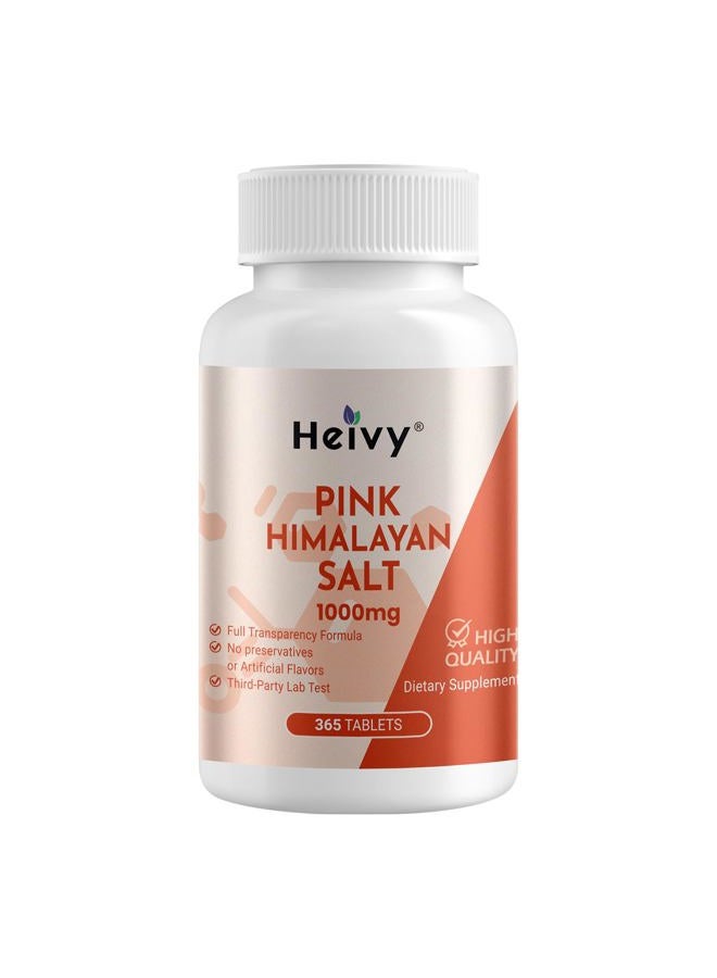 Heivy Pink Himalayan Salt Tablets 1000mg - Sodium Chloride 988mg, Non-GMO, Mineral-Rich Electrolyte Balance and Hydration, 365 Salt Tablets-Eectrolyte Supplement - Image 1