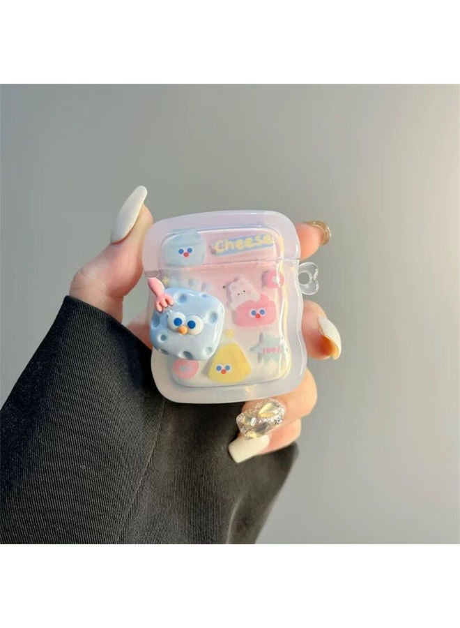 Beiyipin Gradient Cute Blue Cheese Case For Airpods 2nd Generation Apple Earphones, Compatible With Bluetooth 1st And 2nd Generatio - Image 3