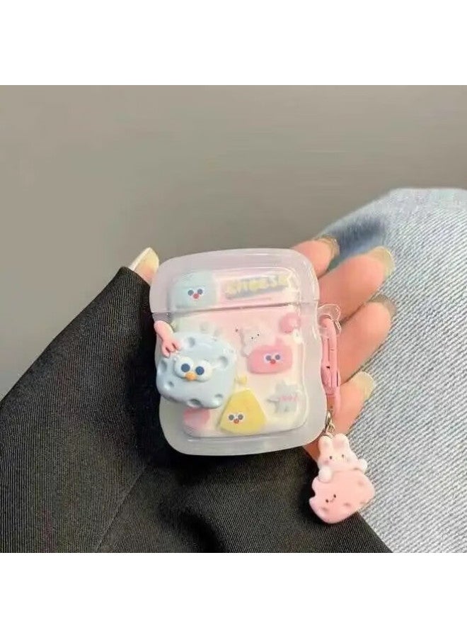 Beiyipin Gradient Cute Blue Cheese Case For Airpods 2nd Generation Apple Earphones, Compatible With Bluetooth 1st And 2nd Generatio - Image 2