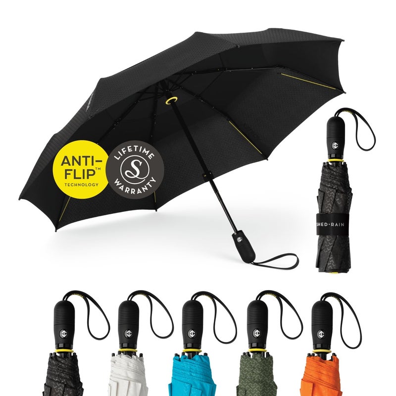 ShedRain Vex Black Compact Umbrella Folds to 11 43 Arc OneHand Operation Windproof up to 75 mph - Image 2
