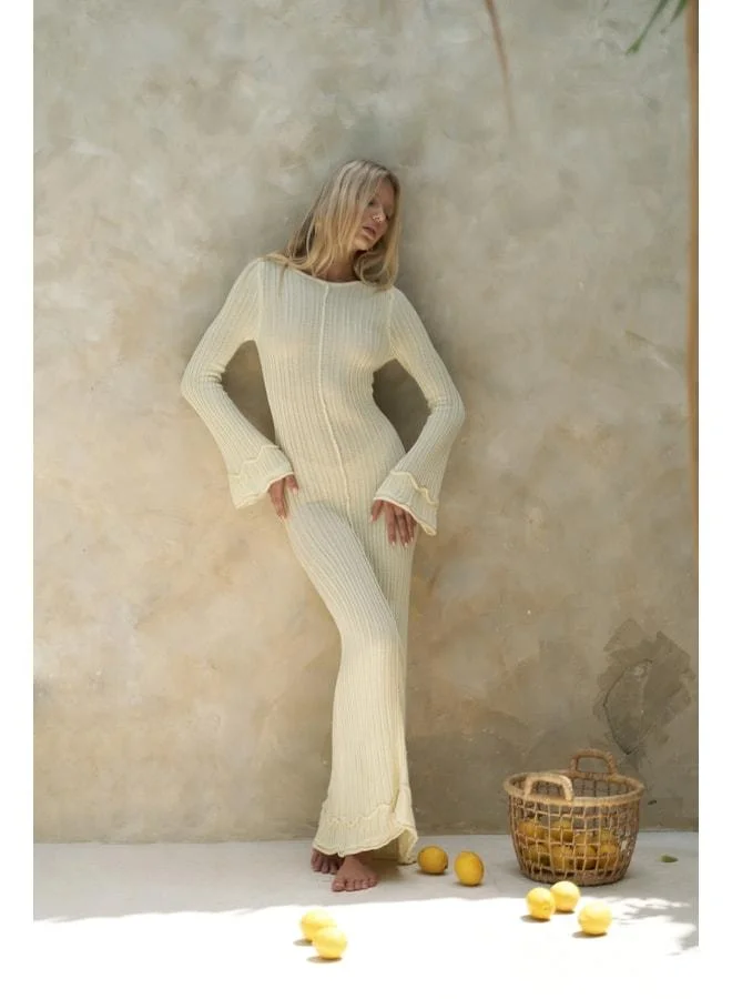 Bohemai Matias Backless Yellow Knit Long Dress