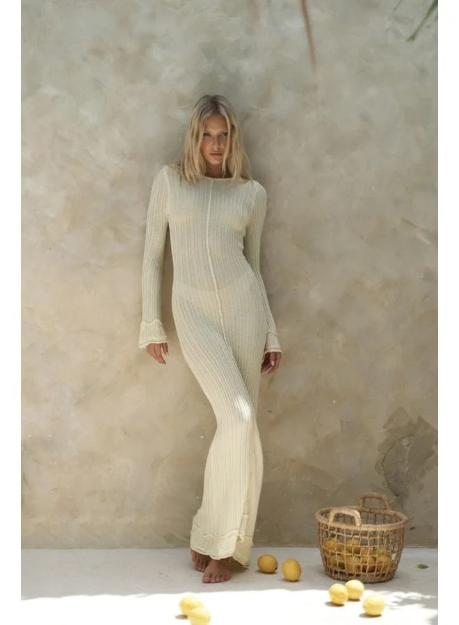 Bohemai Matias Backless Yellow Knit Long Dress