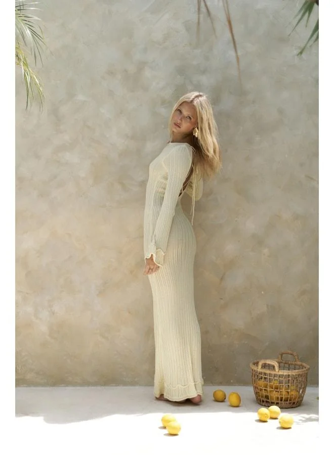 Bohemai  Matias Backless Yellow Knit Long Dress for Women | Best Price UAE