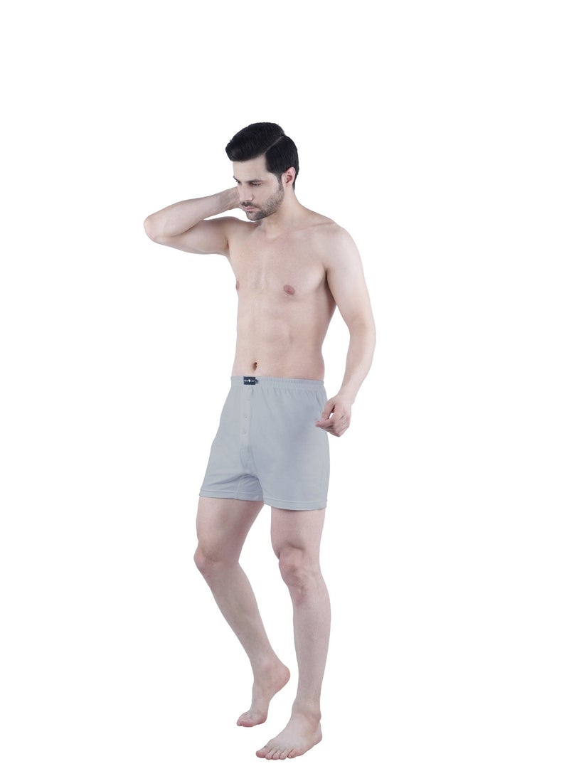 WHITE LEAF Men's Knitted Boxers 3PCS Pack – 100% Combed Cotton Breathable Relaxed Fit Innerwear, BK/GYM/NV - Image 4