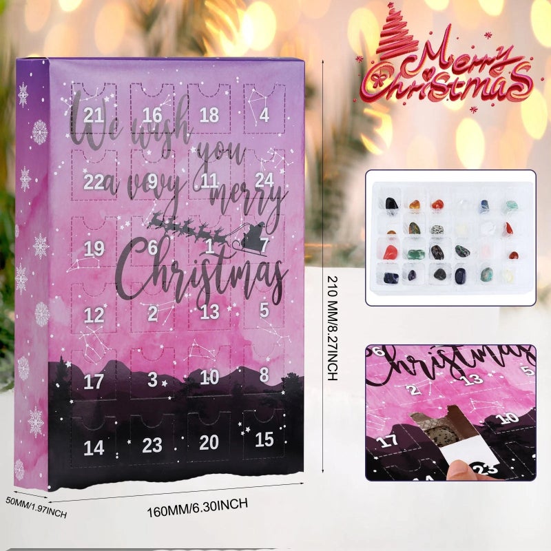 Christmas Advent Calendar: 24 Daily Polished Crystal Blind Box - Pink Themed Festive Countdown With Energy Healing Benefits for Crystal Enthusiasts Holiday Lovers - Image 2