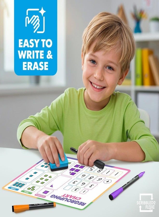 Scribbledo Place Value Chart & Regrouping Dry Erase Sheets Base Ten, Addition & Subtraction Math Practice for Kids, Classroom Supplies, Double Sided 10 Pack - Image 3