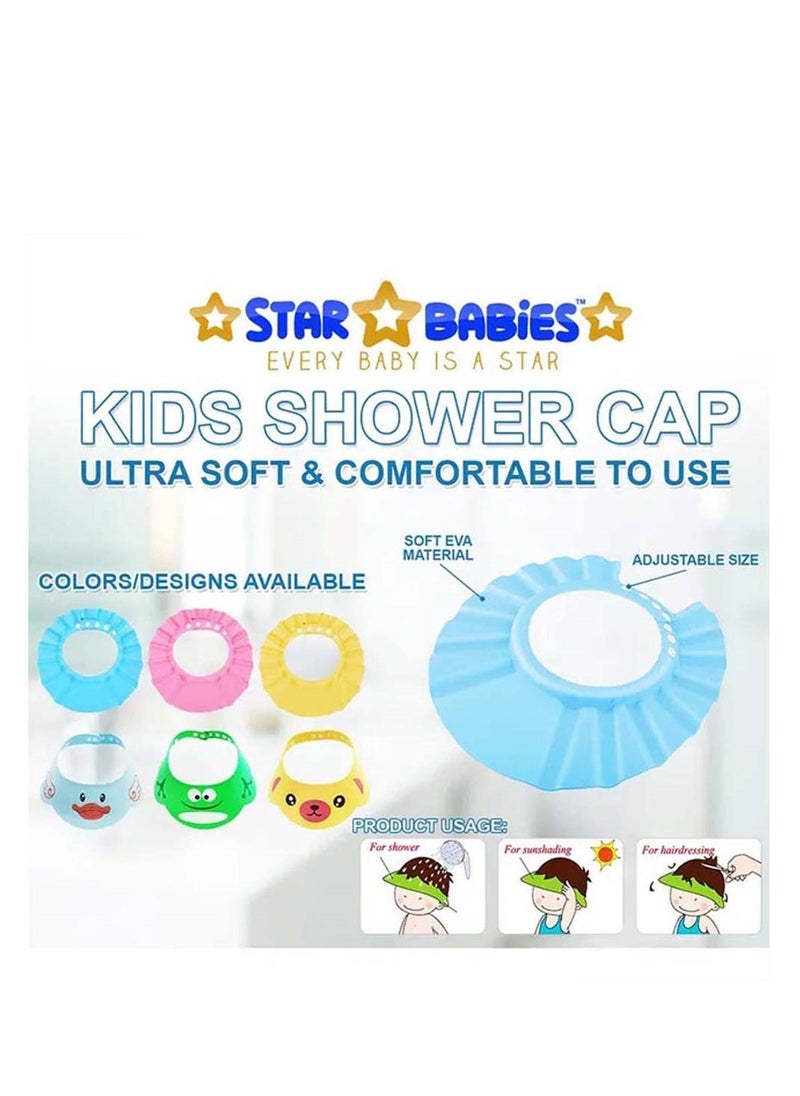 STAR BABiES Star Babies - Combo Pack of 2- Kids Powder Puff  with Kids Shower Cap - Blue  - Image 3