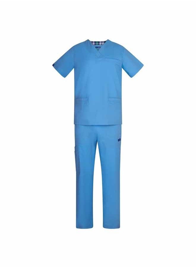 Oxycrew Medical Scrub Suit - Sky Blue, Roma Stretch Scrub For Men 
