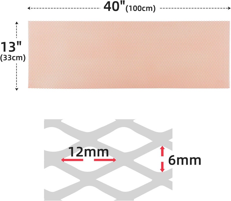 AggAuto Universal 40"x13" Car Grill Mesh - Aluminum Alloy Automotive Grille Insert Bumper Rhombic Hole 6x12mm, One of the Most Multifunctional Shape Grids Orange - Image 2