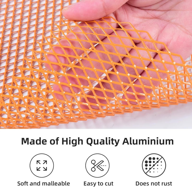 AggAuto Universal 40"x13" Car Grill Mesh - Aluminum Alloy Automotive Grille Insert Bumper Rhombic Hole 6x12mm, One of the Most Multifunctional Shape Grids Orange - Image 3