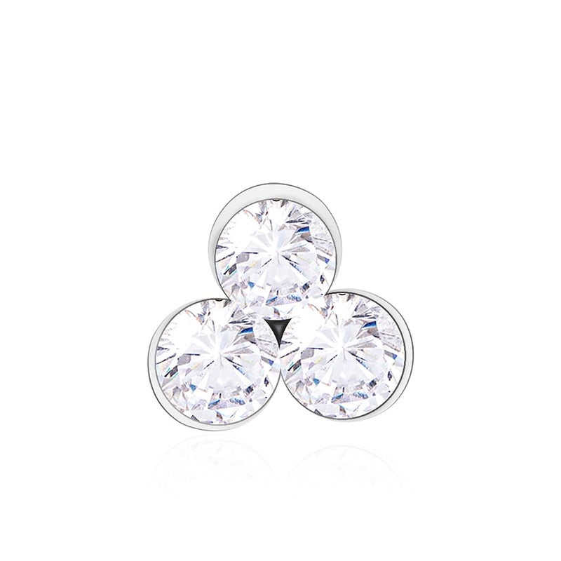TOUCH925 Store 925 Silver Tri Cluster Nose Pin for Women and Girls | Triple CZ Studded Nose Pin in Pure Silver | Adjustable Dainty Nose Jewelry for Gifting & Ethnic Looks - Image 2