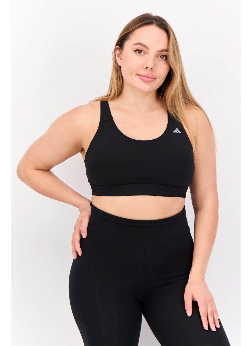 Adidas Women Padded Brand Logo Sports Bra, Black  - Image 1
