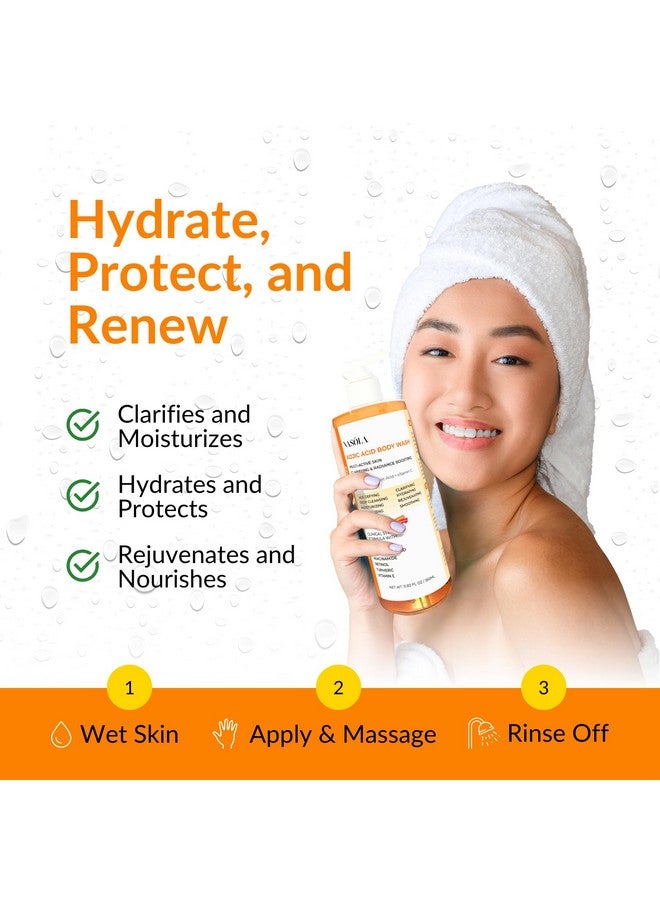 ناسولا غسول الجسم ناسولا بحمض الكوجيك + الكركم وفيتامين سي، جل استحمام كوري عضوي طبيعي مرطب ومقشر بدون رائحة للنساء والرجال - 11.83 أونصة سائلة - Image 3