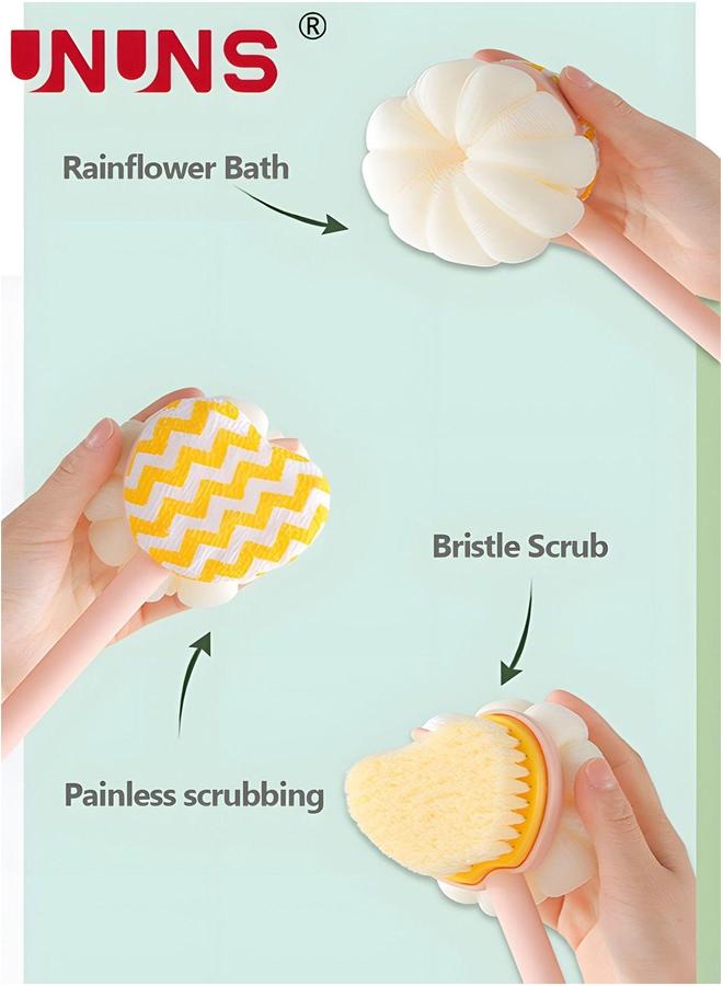 UNUNS Shower Body Brush,2pcs Brush Long Handle For Shower,Double Sided Brush,Massage Bristles Suitable Exfoliation Scrubbing - Image 4