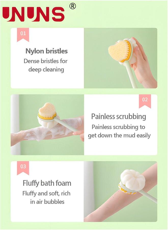 UNUNS Shower Body Brush,2pcs Brush Long Handle For Shower,Double Sided Brush,Massage Bristles Suitable Exfoliation Scrubbing - Image 5