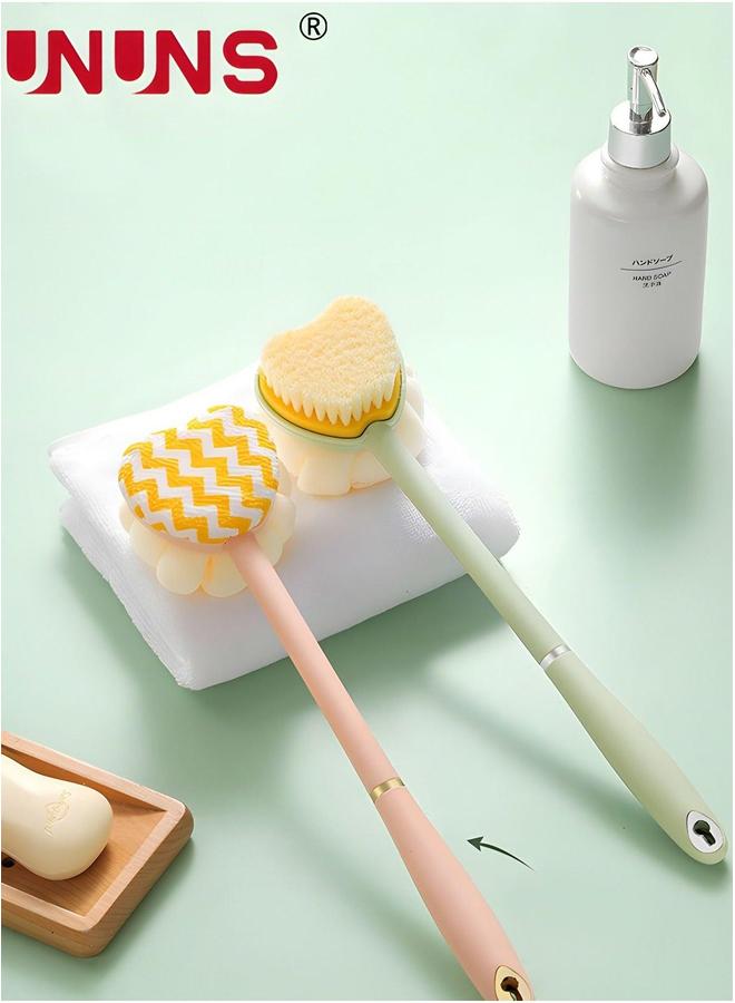 UNUNS Shower Body Brush,2pcs Brush Long Handle For Shower,Double Sided Brush,Massage Bristles Suitable Exfoliation Scrubbing - Image 1