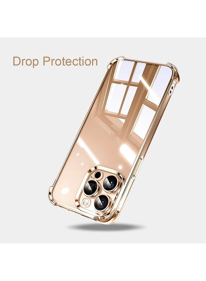 Light Blue Luxury Cushion Plating Shockproof Case for iPhone 16 Pro Max with Glass Lens Protector - Image 3