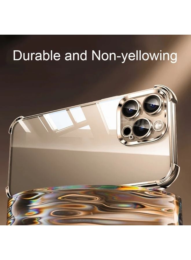 Light Blue Luxury Cushion Plating Shockproof Case for iPhone 16 Pro Max with Glass Lens Protector - Image 2