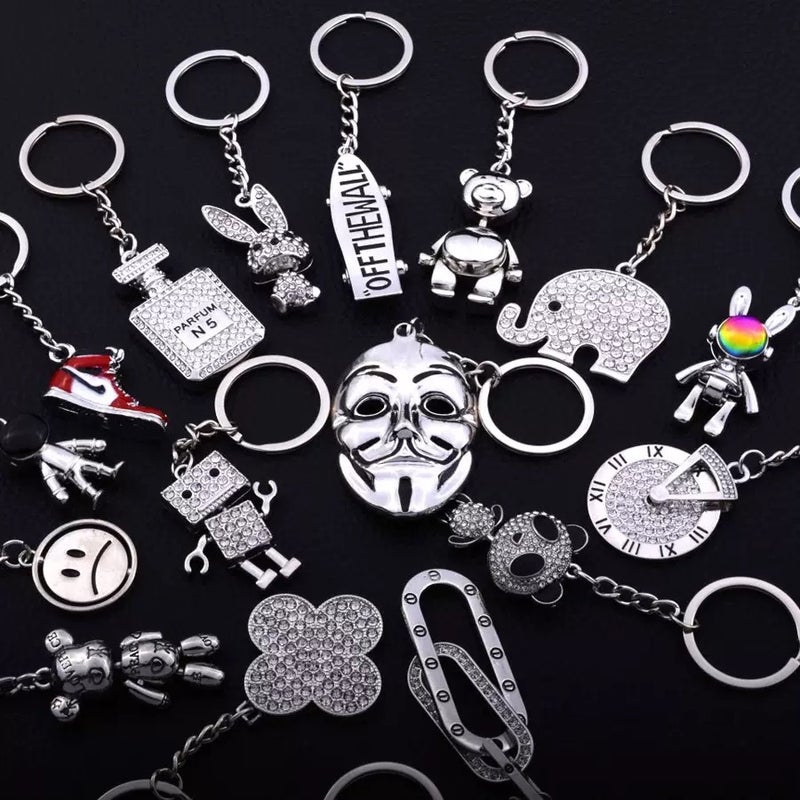 Exquisite Perfume Bottle Keychain Alloy Accessories Inlaid With Rhinestone Keychain Creative Pendant Keychain Small Gift - Image 2