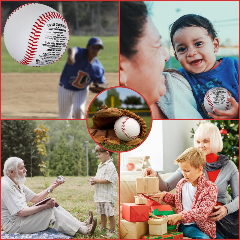 SYNGUCK Baseball Gift For Grandson From Grandparents - Heartfelt Grandparents To Grandson Baseball With Inspirational Message - Perfect Birthday  Christmas  Graduation Gift (Grandparents To Grandson(Type2)) - Image 5
