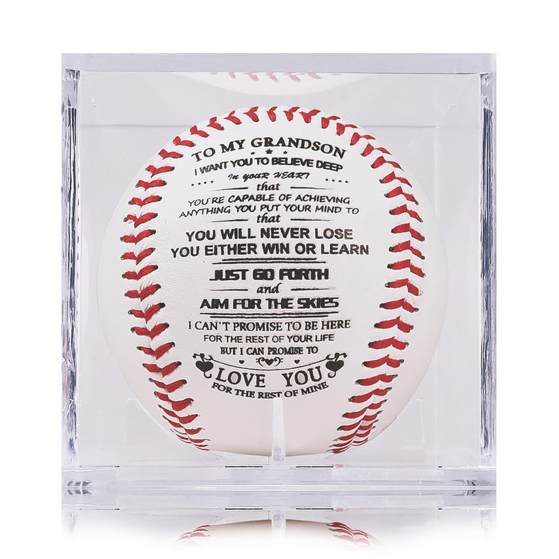 SYNGUCK Baseball Gift For Grandson From Grandparents - Heartfelt Grandparents To Grandson Baseball With Inspirational Message - Perfect Birthday  Christmas  Graduation Gift (Grandparents To Grandson(Type2)) - Image 1