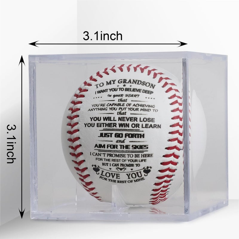 SYNGUCK Baseball Gift For Grandson From Grandparents - Heartfelt Grandparents To Grandson Baseball With Inspirational Message - Perfect Birthday  Christmas  Graduation Gift (Grandparents To Grandson(Type2)) - Image 2
