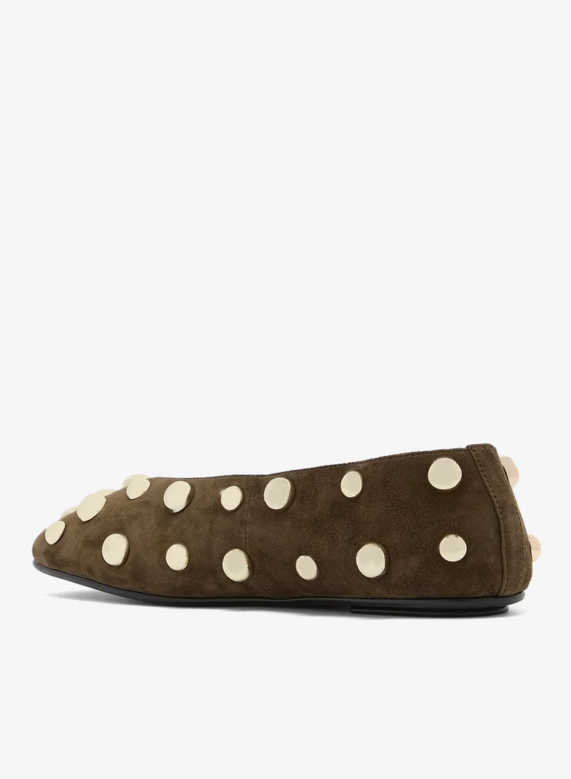 Jeffrey Campbell Brown Suede Gold Fathom St Suede Ballerinas for Women | Best Price UAE