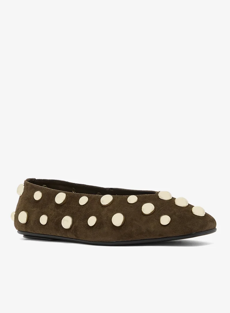 Jeffrey Campbell Brown Suede Gold Fathom St Suede Ballerinas for Women | Best Price UAE