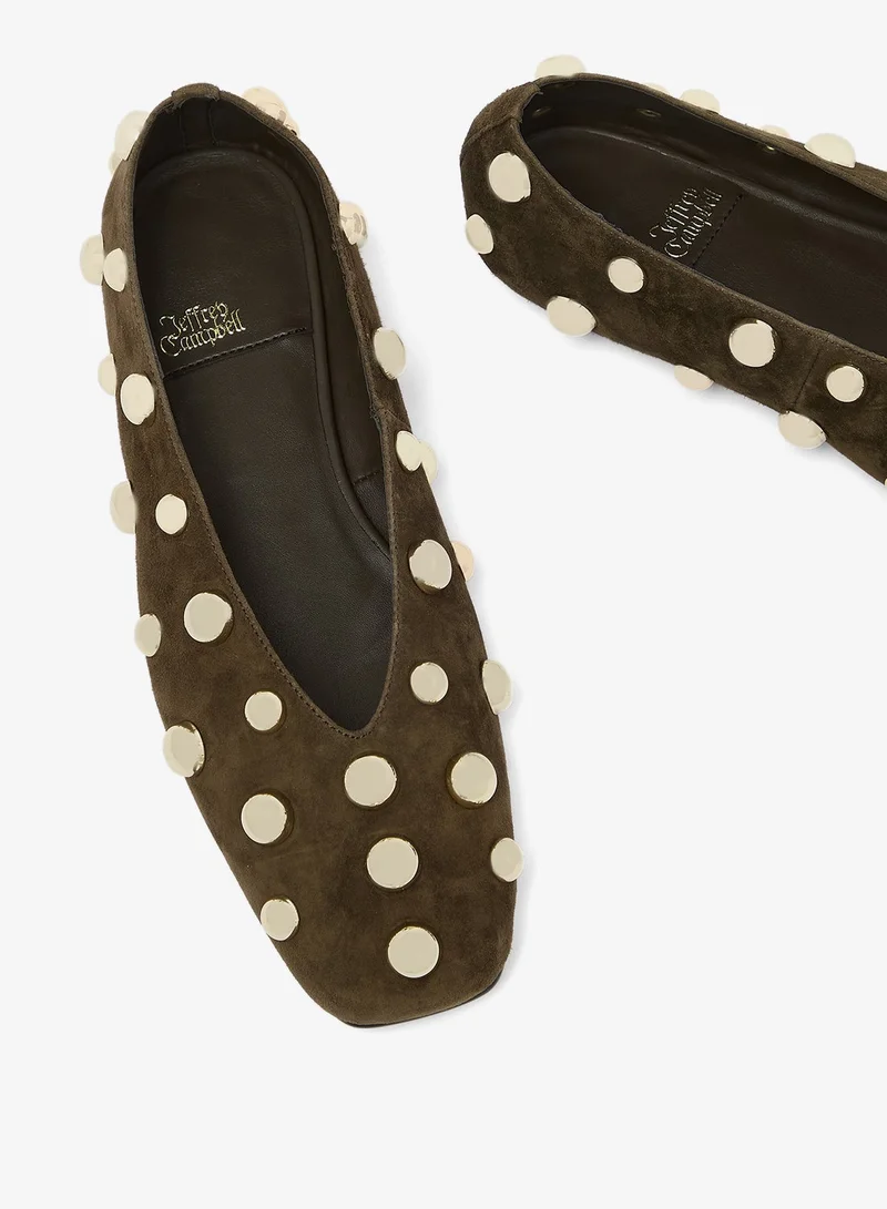 Jeffrey Campbell Brown Suede Gold Fathom St Suede Ballerinas for Women | Best Price UAE