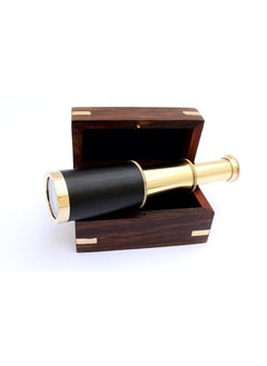 Nauticaz REGAL SURVEY 6 Nautical Handheld Pirate Brass Telescope with Anchor on Wooden Box  - Image 1