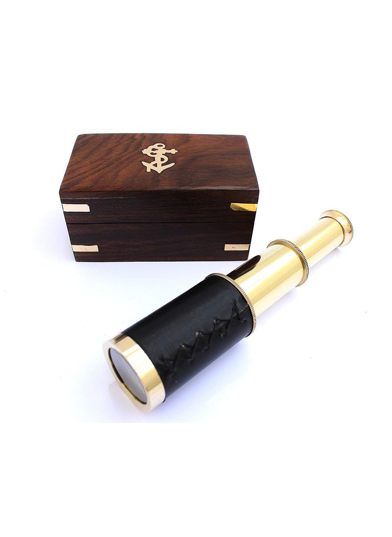 Nauticaz REGAL SURVEY 6 Nautical Handheld Pirate Brass Telescope with Anchor on Wooden Box  - Image 2
