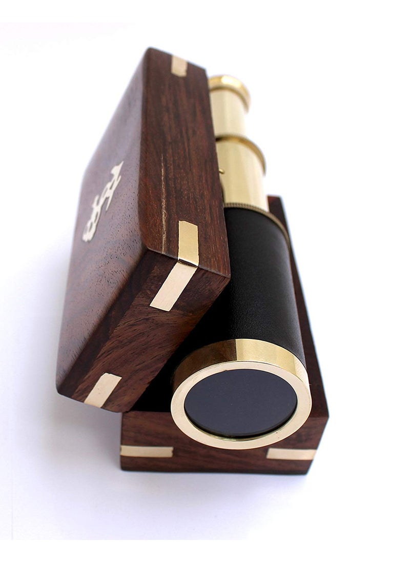 Nauticaz REGAL SURVEY 6 Nautical Handheld Pirate Brass Telescope with Anchor on Wooden Box  - Image 5