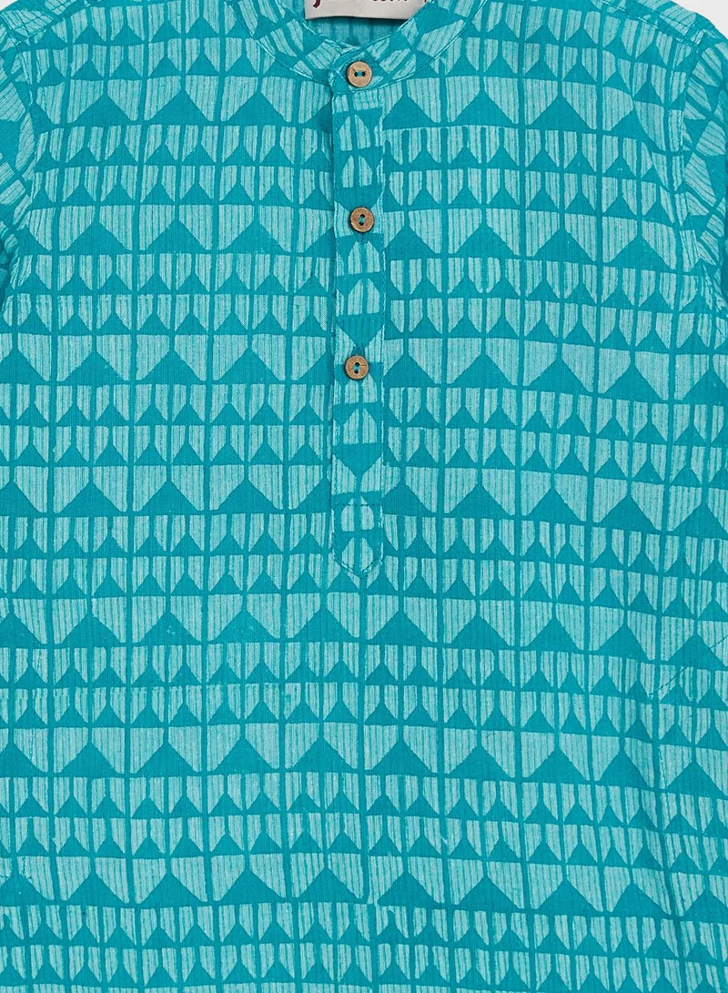 Fabindia Kids Printed A-Line Long Kurta