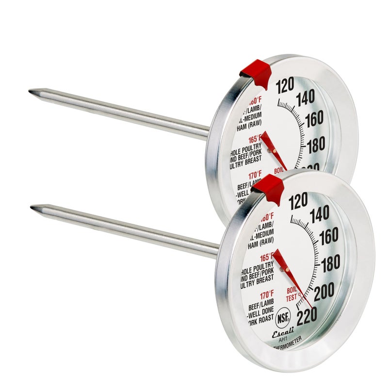 Escali AH1 2 Pack Oven Safe Meat Thermometers, Stainless Steel, Thermometer with 2.5 inch Large Dial, Oven and Grill Safe Temperature Gauge for Cooking, Roasting, Baking, Candy, Steak, Turkey - Image 1
