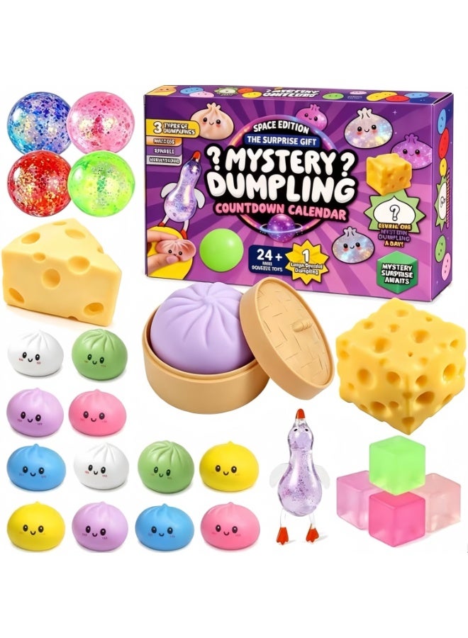 Squishy Bun Advent Calendar, 25 PCS Mystery Surprise Fidget Toys – Stress Relief Sensory Toys for Kids & Adults, Ideal Holiday & Birthday Gift - Image 1