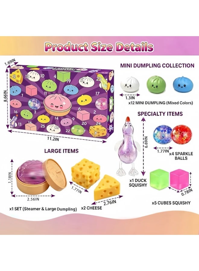 Squishy Bun Advent Calendar, 25 PCS Mystery Surprise Fidget Toys – Stress Relief Sensory Toys for Kids & Adults, Ideal Holiday & Birthday Gift - Image 3