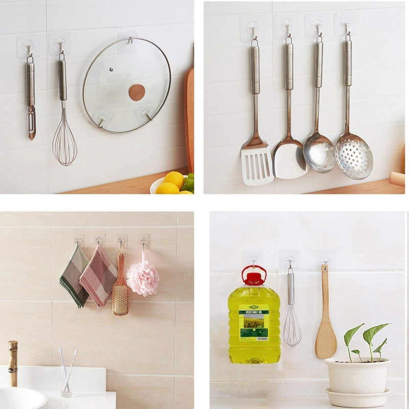 GRAB IT HeavyDuty Self Adhesive Wall Hanger Pack of 10 Pieces Transparent Plastic - Image 4