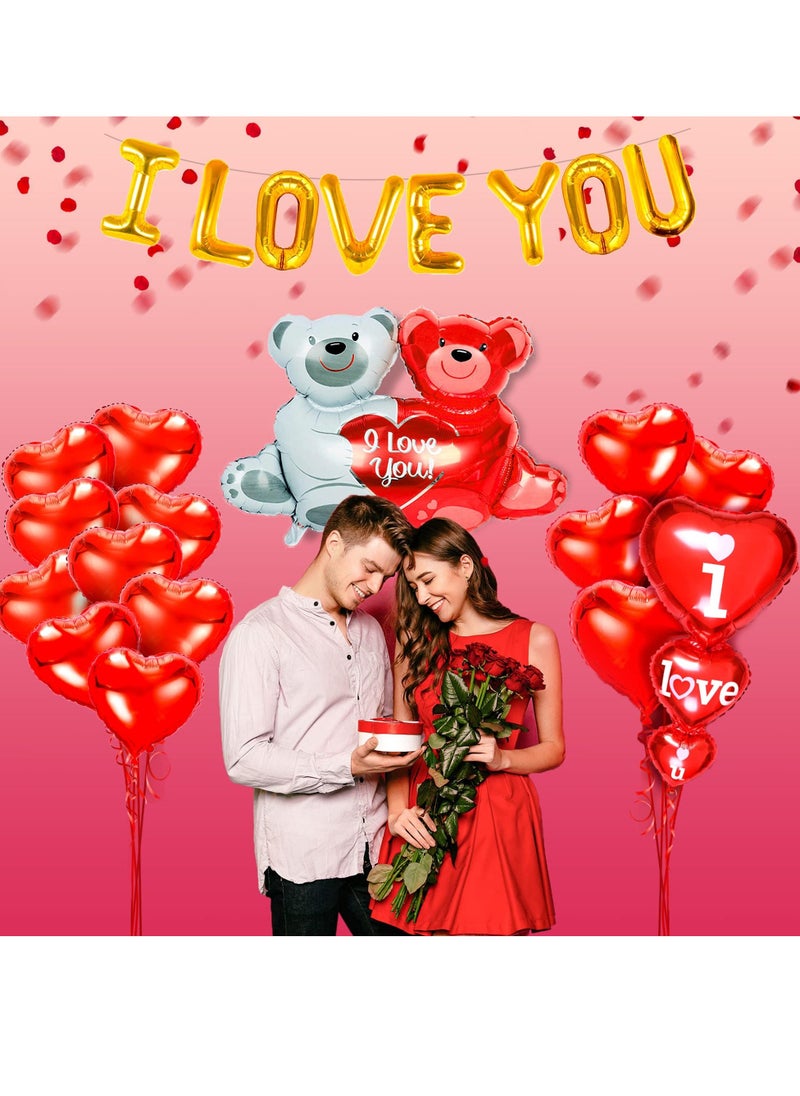 Generic - Balloons Decorations Kit,  I LOVE YOU Balloons & Red Balloons, 20 PCS Red Heart Shaped Balloons, Graduation Balloons/Valentines Day Balloons - Image 1