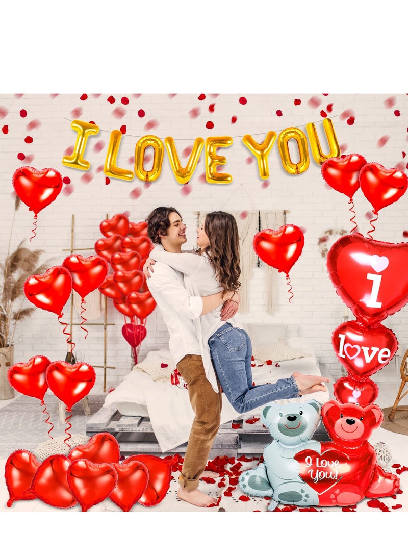 Generic - Balloons Decorations Kit,  I LOVE YOU Balloons & Red Balloons, 20 PCS Red Heart Shaped Balloons, Graduation Balloons/Valentines Day Balloons - Image 1