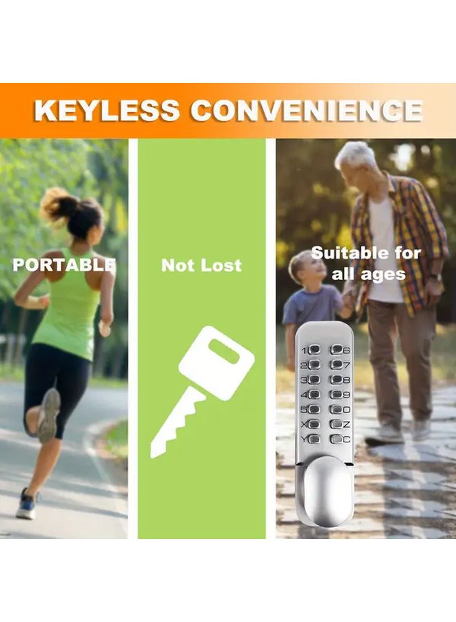 Silvery Waterproof Fireproof Mechanical Combination Smart Door Lock with Handle - Image 2