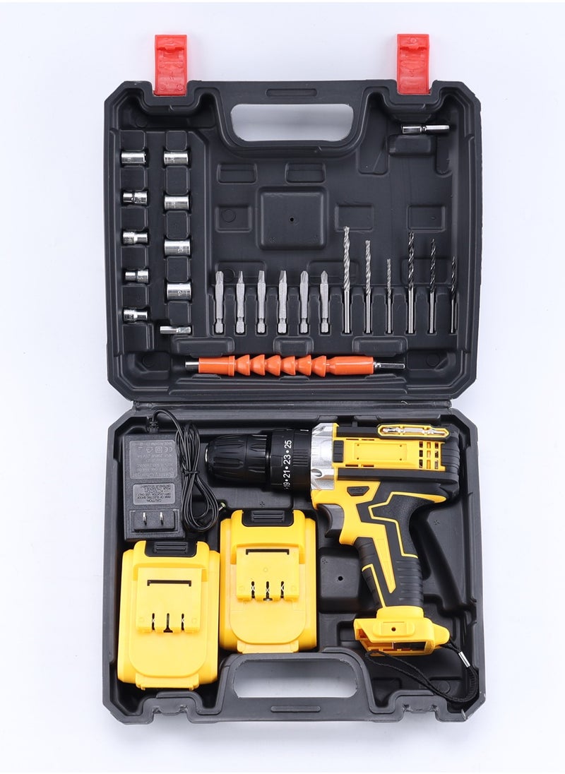 Arabest - 21v Multifunctional 24-Piece Lithium Drill Set Rechargeable Hand Drill Household Impact Drill Pistol Drill - Image 1