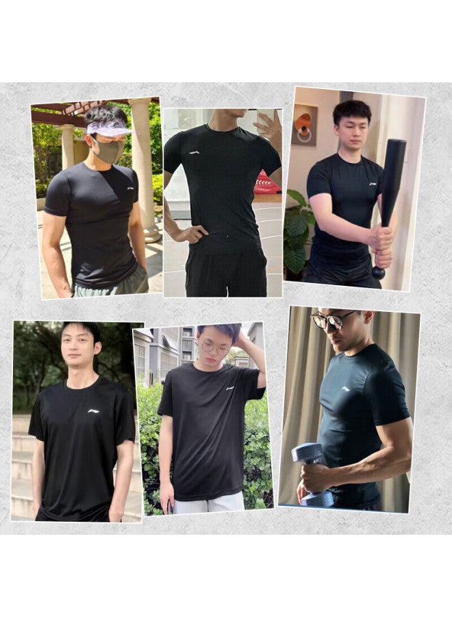 Li-Ning Li-ning Compression Shirt, Quick-dry Top For Men, Basketball Training Wear, Fitness Quick-dry T-shirt, High-elasticity Running Sports Short-sleeve, Badminton Outfit  - Image 2
