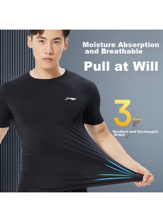 Li-Ning Li-ning Compression Shirt, Quick-dry Top For Men, Basketball Training Wear, Fitness Quick-dry T-shirt, High-elasticity Running Sports Short-sleeve, Badminton Outfit  - Image 3