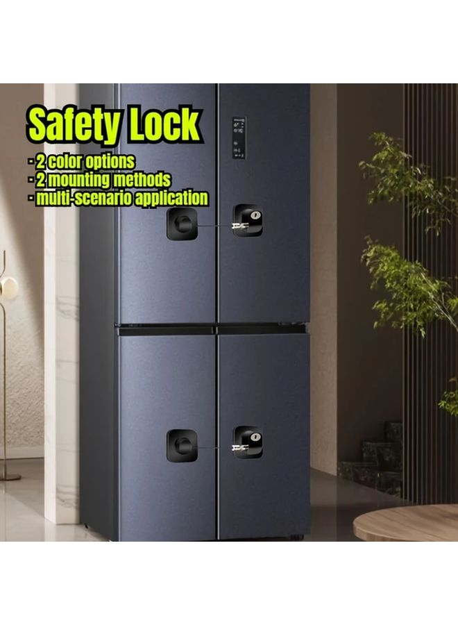 Keyless Safety Lock for Refrigerator Freezer Pantry Cabinet White Durable Plastic Screw In Surface Mount 2 Mounting Methods Multi Application - Image 1